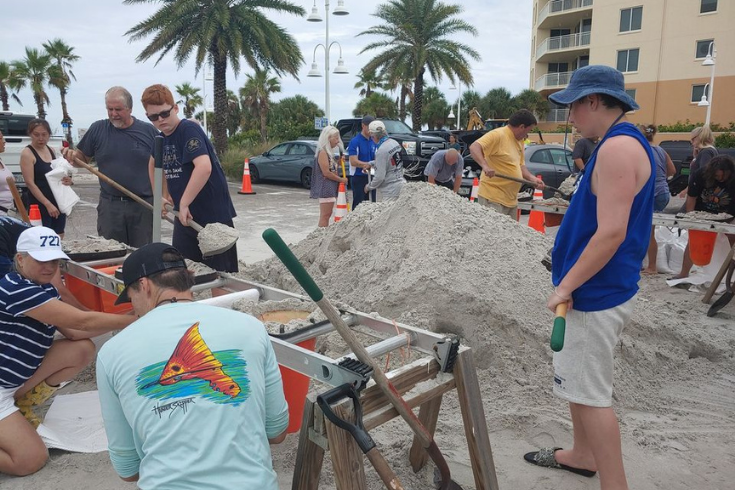 Student shoveling